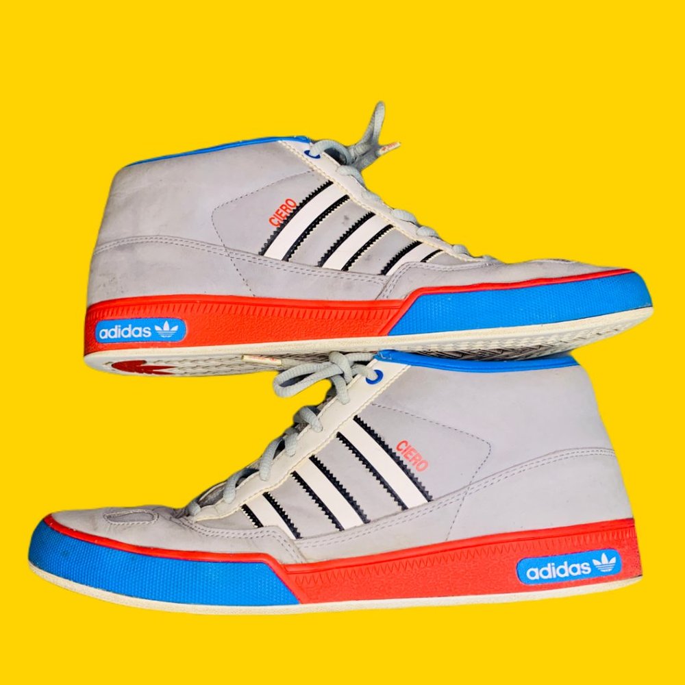 RARE  Adidas Ciero Mid Skateboarding Shoes Red Blue Gray Size 11 Men's Trainers